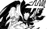 Boruto saving Sarada as seen in the manga (Image via Shueisha)